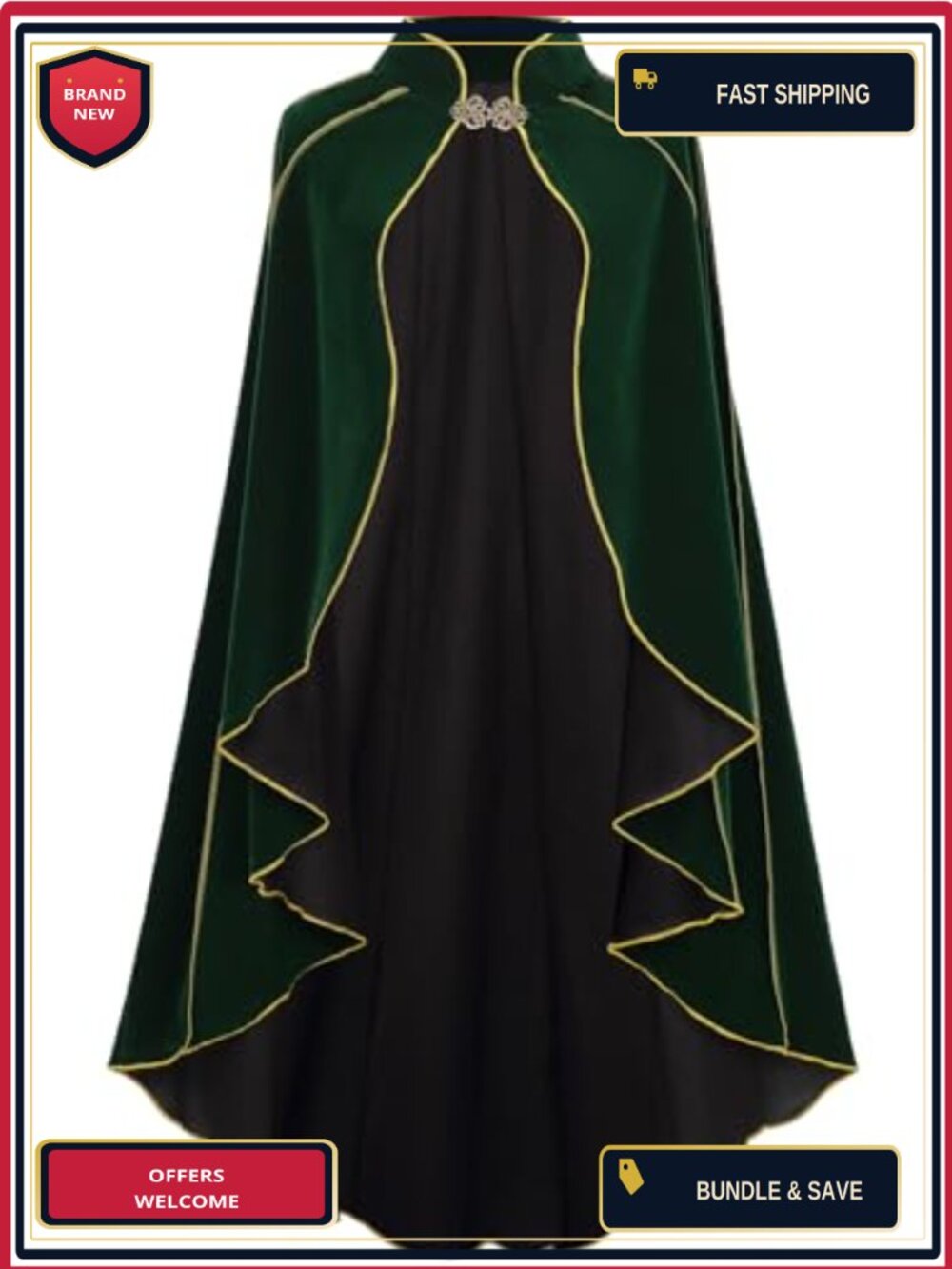 Medieval Renaissance Velvet Cloak Cape Cosplay Halloween Costume